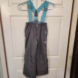 Gerry Snow Winter Ski Bibs Removable Suspenders Carbon/Teal Girls Size SM 7/8